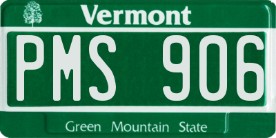 VT license plate PMS906