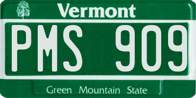 VT license plate PMS909