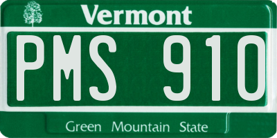 VT license plate PMS910