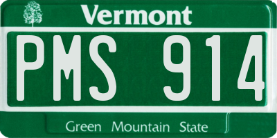 VT license plate PMS914