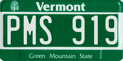 VT license plate PMS919