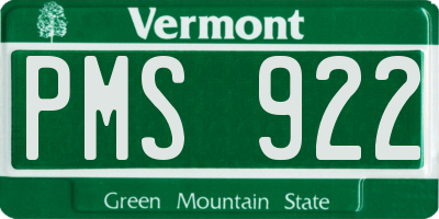 VT license plate PMS922