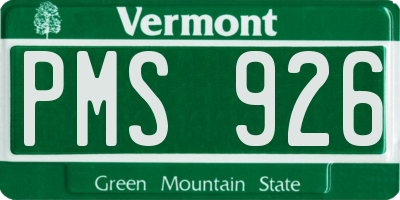 VT license plate PMS926