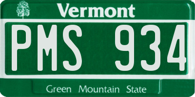 VT license plate PMS934