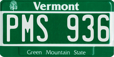 VT license plate PMS936