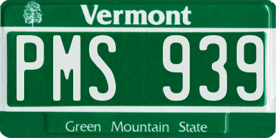 VT license plate PMS939