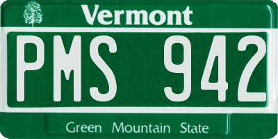 VT license plate PMS942