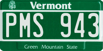 VT license plate PMS943
