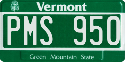 VT license plate PMS950
