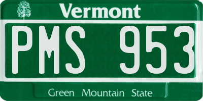VT license plate PMS953