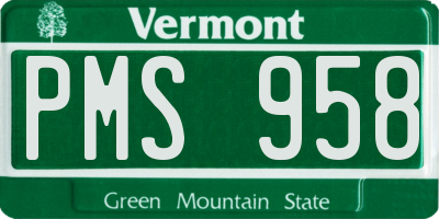 VT license plate PMS958