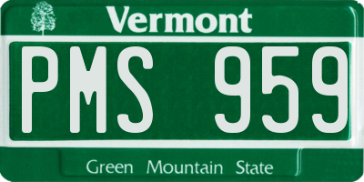 VT license plate PMS959