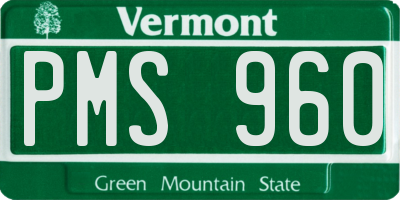 VT license plate PMS960