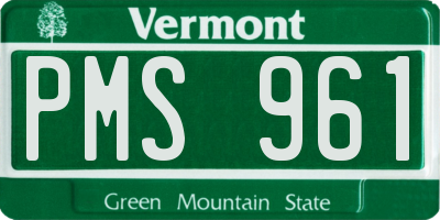 VT license plate PMS961