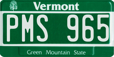 VT license plate PMS965