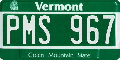 VT license plate PMS967