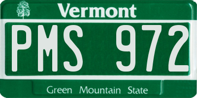 VT license plate PMS972