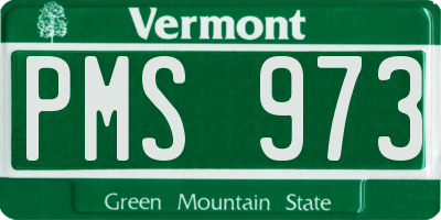VT license plate PMS973