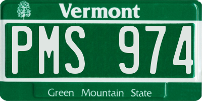 VT license plate PMS974