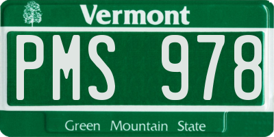VT license plate PMS978