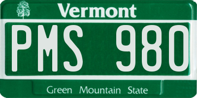 VT license plate PMS980