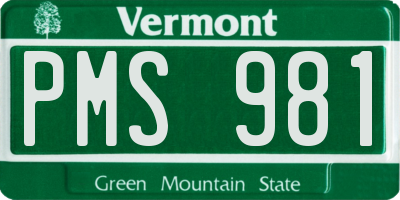 VT license plate PMS981