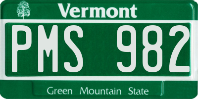 VT license plate PMS982