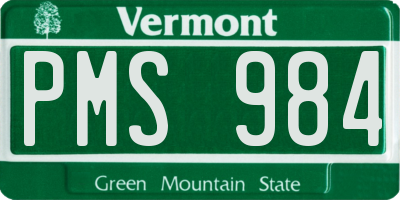 VT license plate PMS984