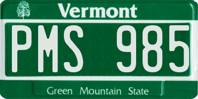 VT license plate PMS985