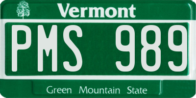 VT license plate PMS989