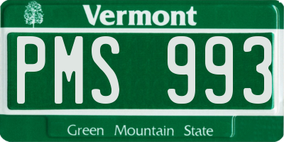 VT license plate PMS993