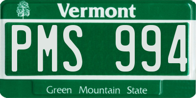 VT license plate PMS994