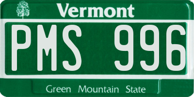VT license plate PMS996