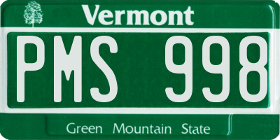 VT license plate PMS998