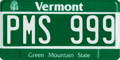 VT license plate PMS999