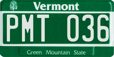 VT license plate PMT036
