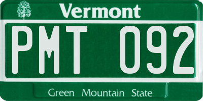 VT license plate PMT092