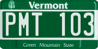 VT license plate PMT103