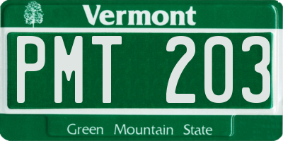 VT license plate PMT203
