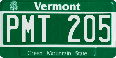 VT license plate PMT205