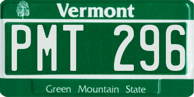 VT license plate PMT296