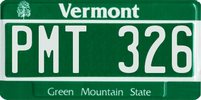 VT license plate PMT326