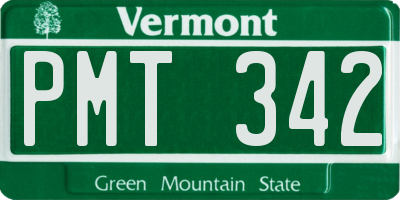 VT license plate PMT342