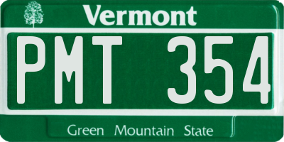VT license plate PMT354