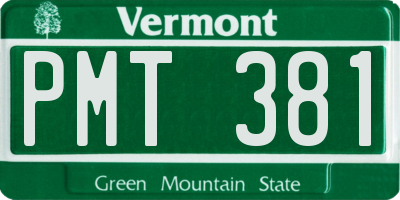 VT license plate PMT381