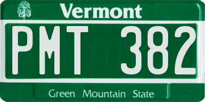 VT license plate PMT382