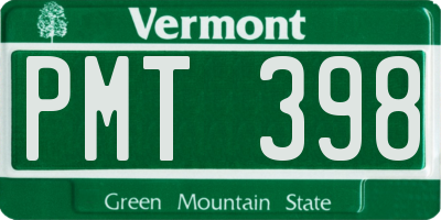 VT license plate PMT398