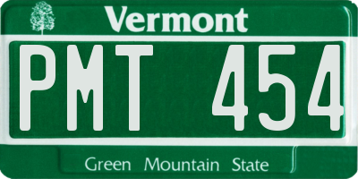 VT license plate PMT454
