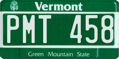 VT license plate PMT458