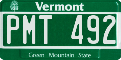 VT license plate PMT492